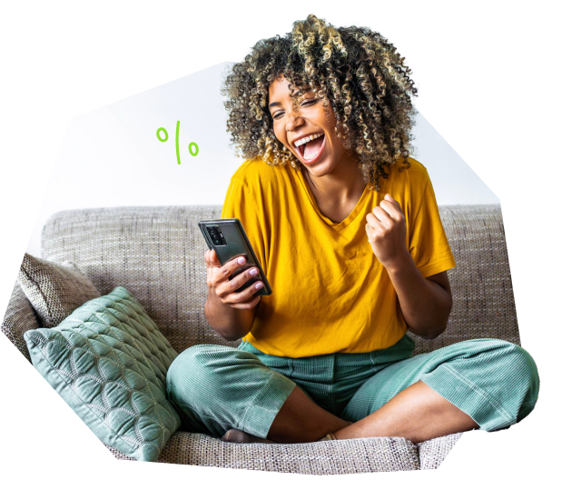 Girl with phone smiling